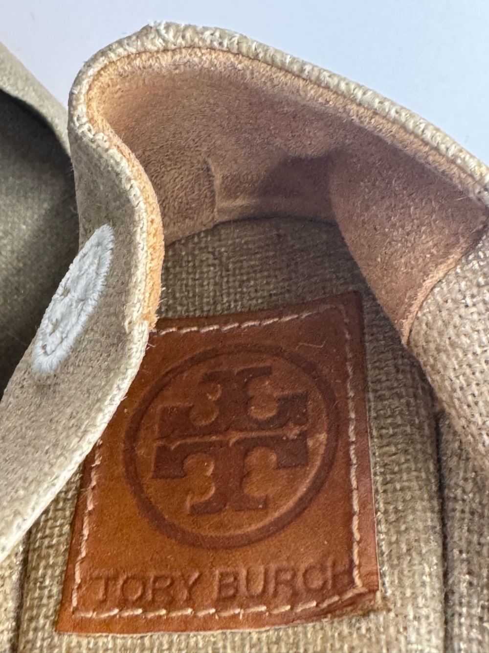 Tory Burch Filipa Logo Canvas Peep Toe Wedge Espadrilles Size 8B - Picture 13 of 14
